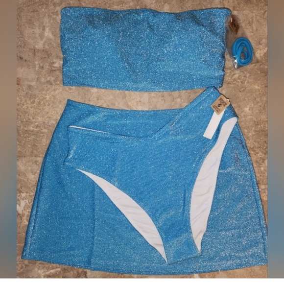 PINK Victoria's Secret Other - VS Pink Swim Shimmer Bandeau Bikini Top, High Waist Cheeky and Skirt Coverup